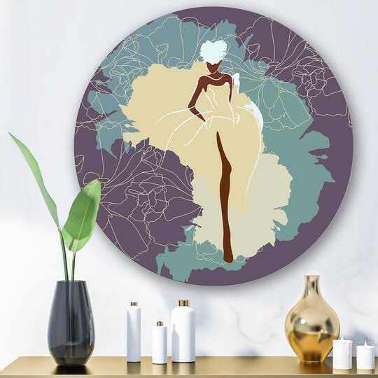 Designart - African American Woman In Gorgeous Wedding Dress - Modern Metal Circle Wall Art
